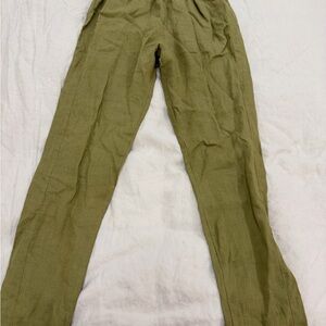 Linenfox Women's Olive Straight Leg Pants